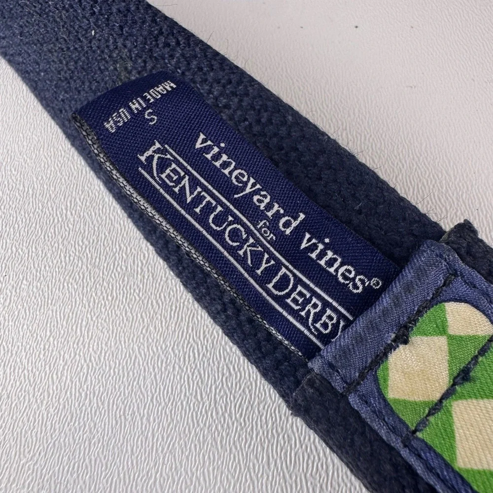 Vineyard Vines Navy Kids Whale Print Fabric Belt with Silver D-Rings